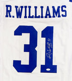 Roy Williams Autographed White Pro Style Jersey- JSA Witnessed Auth *Silver