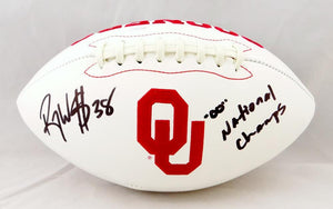 Roy Williams Autographed Oklahoma Sooners Logo Football w/ 00 National Champs- JSA W Auth