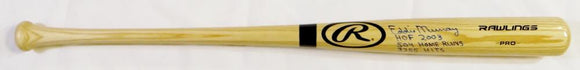 Eddie Murray Autographed Blonde Baseball Bat w/ 3 Insc - JSA W Auth *Blue