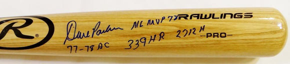 Dave Parker Autographed Blonde Baseball Bat w/ 4 Insc - Beckett Authenticated