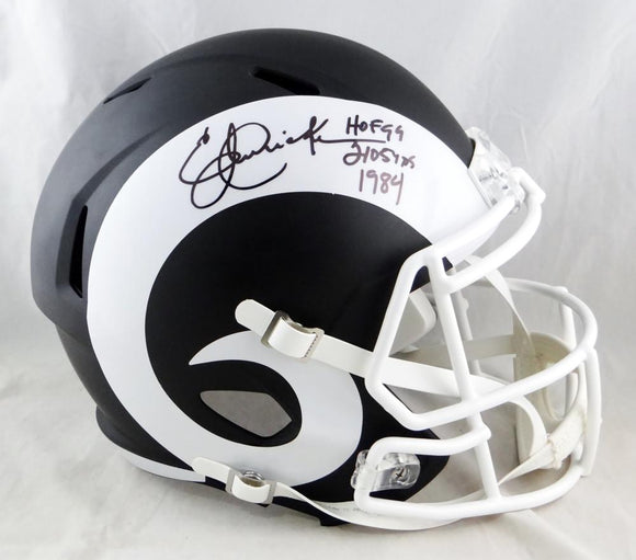 Eric DIckerson Signed LA Rams F/S Flat Black Speed Helmet- Beckett Auth *Black