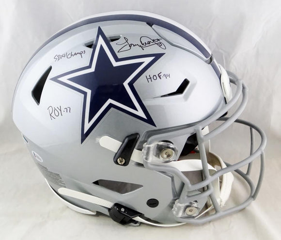 Tony Dorsett Autographed Dallas Cowboys Full Size SpeedFlex Helmet w/3 Insc- Beckett Auth *Black