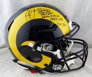 Marshall Faulk Autographed Los Angeles Rams Full Size SpeedFlex Helmet w/6 Insc- Beckett Auth