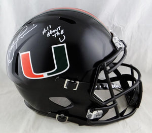 Ray Lewis Autographed Miami Hurricanes Black Riddell F/S Speed Helmet - Beckett Auth *White