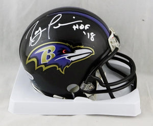 Ray Lewis Autographed Baltimore Ravens Mini Helmet w/HOF- Beckett Auth *White Full Sig