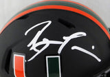 Ray Lewis Autographed Miami Hurricanes Black Riddell Speed Mini Helmet- Beckett Auth *White