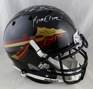 Deion Sanders Autographed Florida State Black Schutt Authentic F/S Helmet w/Insc- Beckett Auth