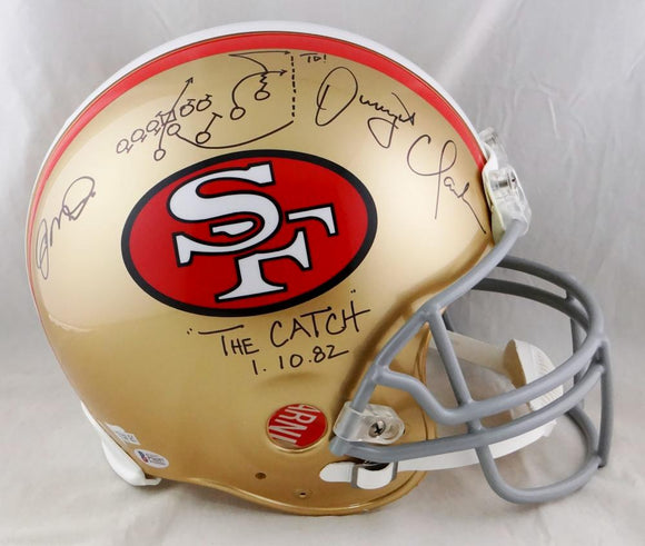 Joe Montana/Dwight Clark Autographed San Francisco 49ers F/S Authentic Helmet- Beckett Auth *Black