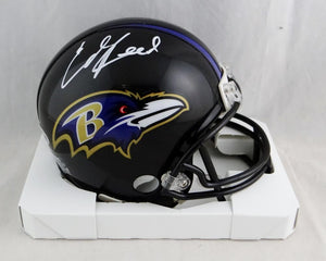 Ed Reed Autographed Baltimore Ravens Mini Helmet- Beckett Auth *White