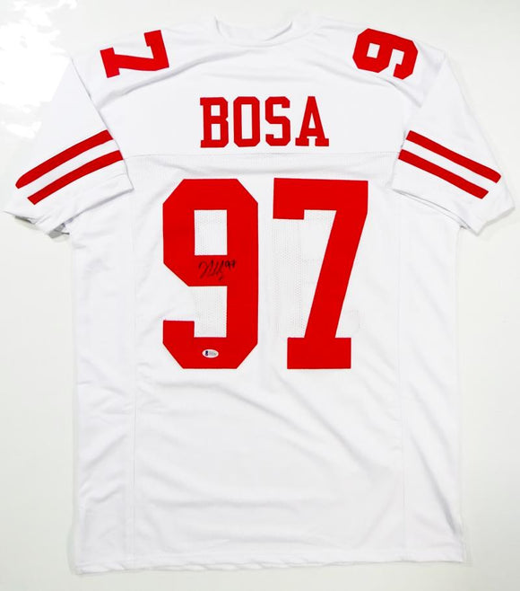 Nick Bosa Autographed White Pro Style Jersey- Beckett Auth *Black