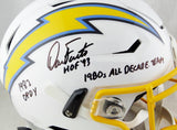 Dan Fouts Autographed Los Angeles Chargers Full Size SpeedFlex Helmet w/3 Insc- Beckett Auth