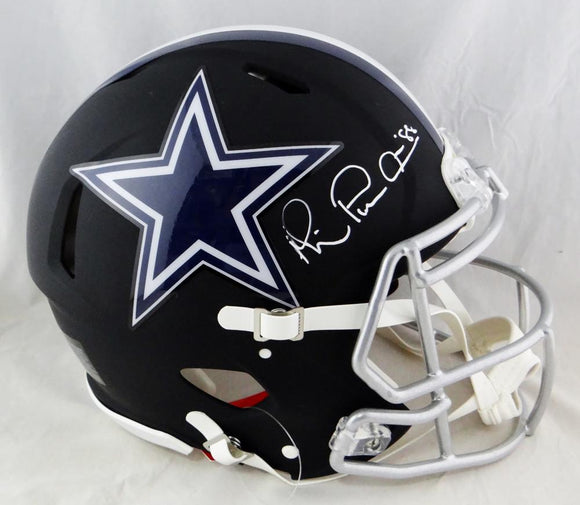 Michael Irvin Autographed Dallas Cowboys F/S Flat Black Speed Authentic Helmet - Beckett Auth *White Image 1