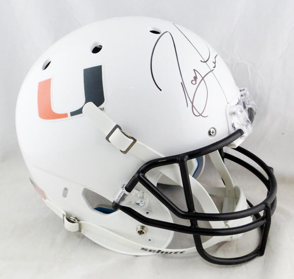 Ray Lewis Autographed Miami Hurricanes White Schutt F/S Helmet - Beckett Auth *Black