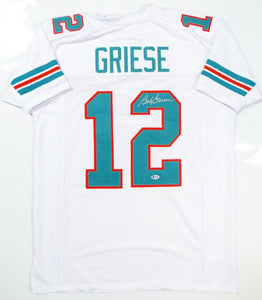Bob Griese Autographed White Pro Style Jersey- Beckett Auth *2