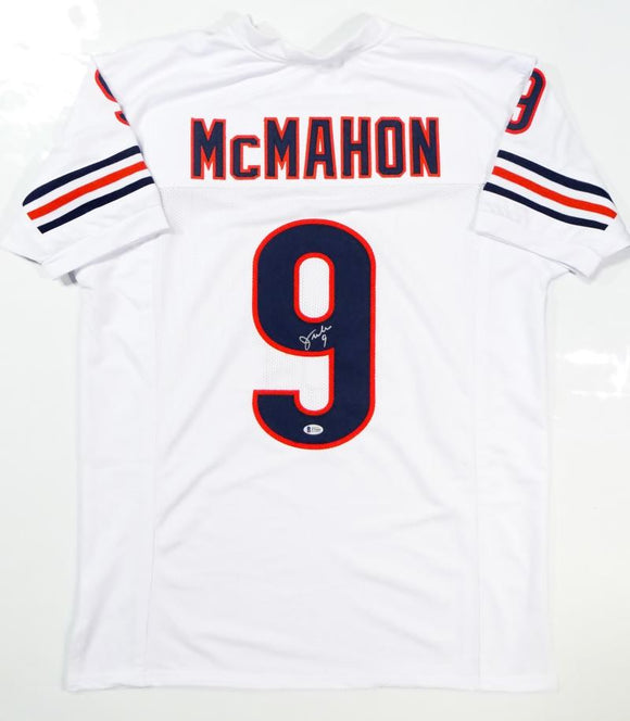 Jim McMahon Autographed White Pro Style Jersey- Beckett Auth *9