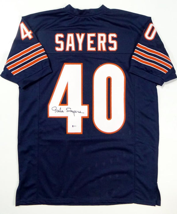 Gale Sayers Autographed Blue Pro Style Jersey- Beckett Auth *4 Image 1