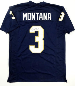 Joe Montana Autographed Blue College Style Jersey - JSA W Auth *3