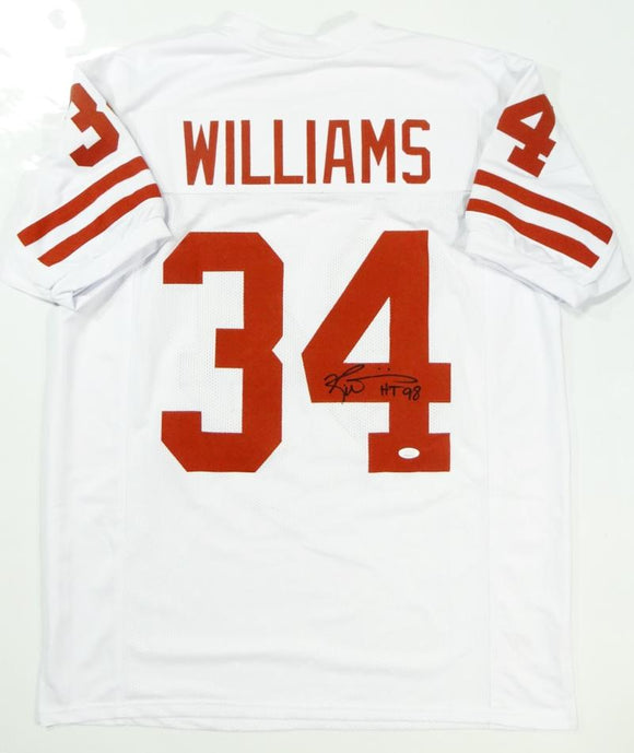 Ricky Williams Autographed White College Style Jersey W/ HT 98- JSA W Auth *4Across