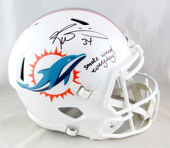 Ricky Williams Autographed Miami Dolphins F/S Speed Helmet w/ Smoke Weed- JSA W Auth *Black