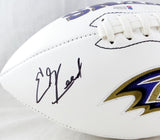 Ed Reed Autographed Baltimore Ravens Logo Football - Beckett Auth *Black