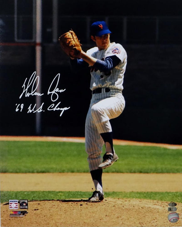 Nolan Ryan Autographed NY Mets 16X20 PF Pitching Photo w/ 69 WS Champs- AI Verified/Ryan Holo Auth *White
