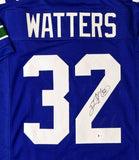 Ricky Watters Autographed Blue Pro Style Jersey- Beckett Authenticated *Black