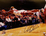 Dennis Rodman Autographed 16x20 Chicago Bulls Diving Photo - Beckett Auth *Black