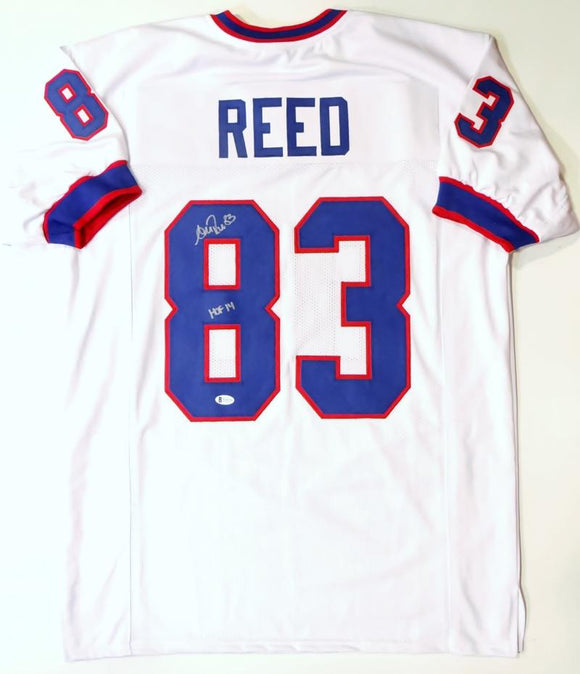 Andre Reed Autographed White Pro Style Jersey w/HOF - Beckett Auth *Silver