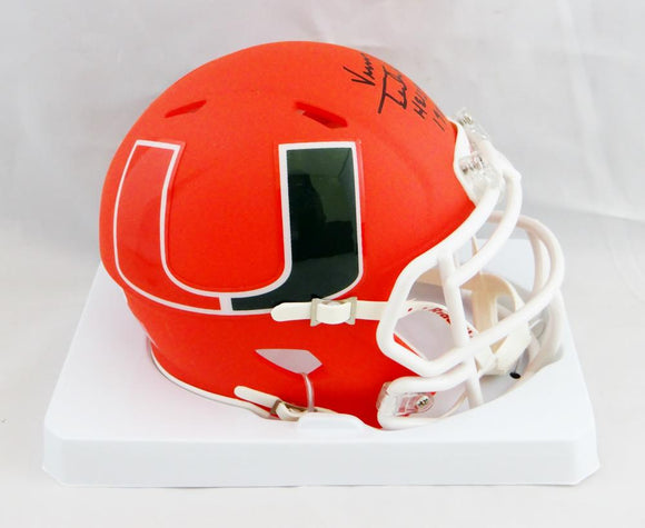 Vinny Testaverde Autographed Miami Hurricanes AMP Speed Mini Helmet w/ Insc- Beckett Auth