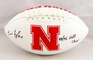 Tommie Frazier Signed Nebraska Cornhuskers Logo Football w/ Insc - JSA W Auth