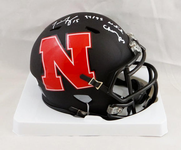 Tommie Frazier Autographed Nebraska AMP Mini Helmet w/ Insc-Beckett Auth *White