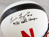 Tommie Frazier Autographed Nebraska F/S Helmet W/ Nat'l Champs- Beckett Auth *Black