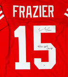 Tommie Frazier Autographed Red College Style Jersey w/ Nat'l Champs- Beckett Auth