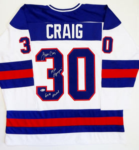 Jim Craig Autographed Team USA White Jersey w/ 1980 Olympic Gold Medal- Beckett Auth
