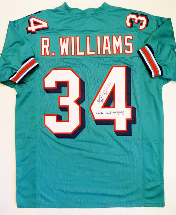 Ricky Williams Autographed Teal Pro Style Jersey w/Smoke Weed Insc - JSA W Auth *4