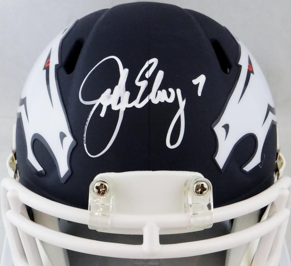 John Elway Autographed Denver Broncos F/s Amp Speed Helmet- Beckett *white  Auction