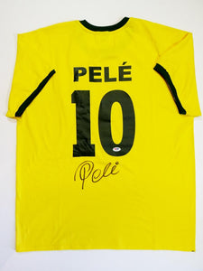 Pele Autographed Yellow Copa Mundo Brazil Jersey- PSA/DNA Auth *Black