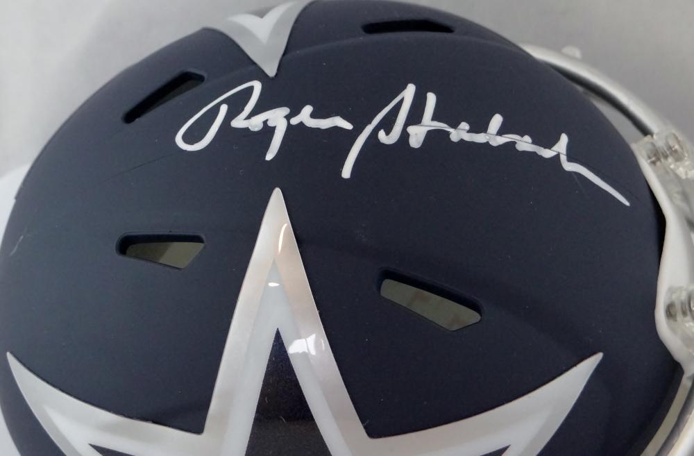 Roger Staubach Signed Dallas Cowboys Salute Service Mini Football Helmet  Beckett