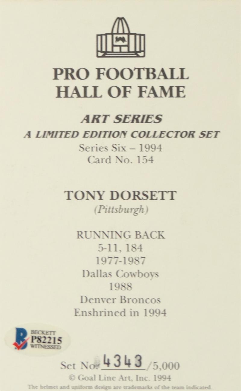 Tony Dorsett football card (Dallas Cowboys) 1994  