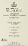 Tony Dorsett Autographed Dallas Cowboys Goal Line Art Card - Beckett Auth *Blue