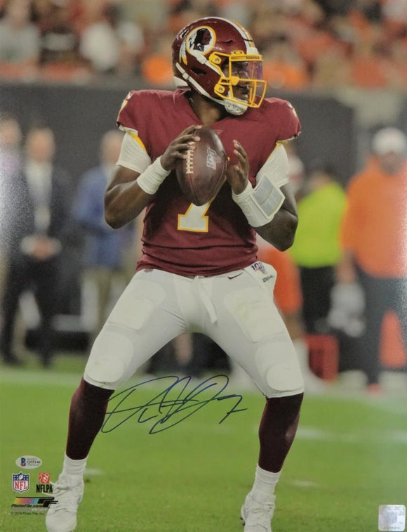 Dwayne Haskins Autographed Washington Redskins 16x20 With Ball PF - Beckett Auth *Blue