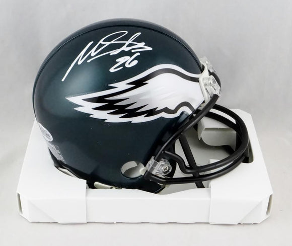 Miles Sanders Autographed Philadelphia Eagles Mini Helmet - Beckett Auth *White