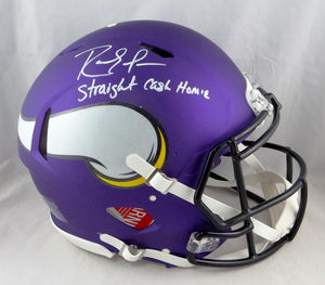 Randy Moss Autographed Vikings F/S Speed Authentic Helmet w/Insc- Beckett W *Silver