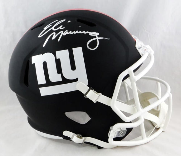 Eli Manning Autographed New York Giants F/S Flat Black Helmet - Fanatics Auth *SIilver