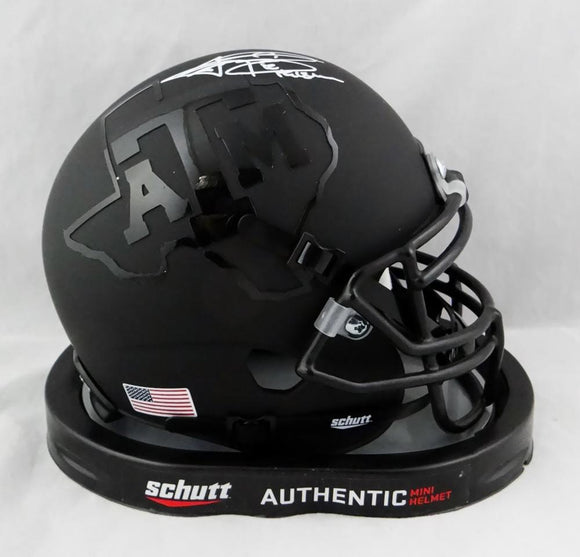Johnny Manziel Heisman Signed A&M Aggies BlK Schutt Mini Helmet- JSA W Auth *W