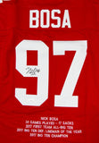 Nick Bosa Autographed Red College Style STAT Jersey- JSA W Auth *9
