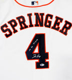 George Springer Autographed Houston Astros White Majestic Jersey w/ Insc - Beckett Auth
