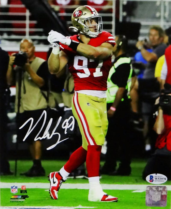 Nick Bosa Autographed San Francisco 49ers 8x10 Celebration PF Photo- B –  The Jersey Source