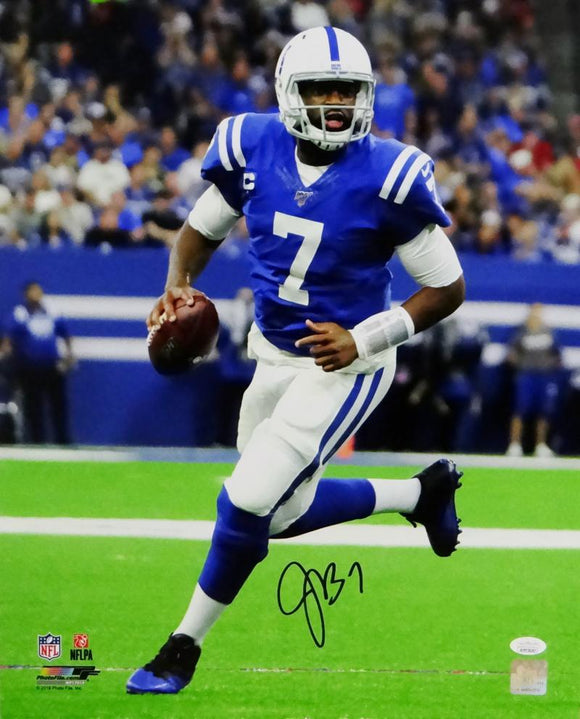 Jacoby Brissett Autographed Indianapolis Colts 16x20 Running w/ Ball PF Photo- JSA W Auth *Black