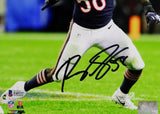 Roquan Smith Autographed Chicago Bears 8x10 Blue 100th Anniversary Jersey PF Photo- Beckett Auth *Black